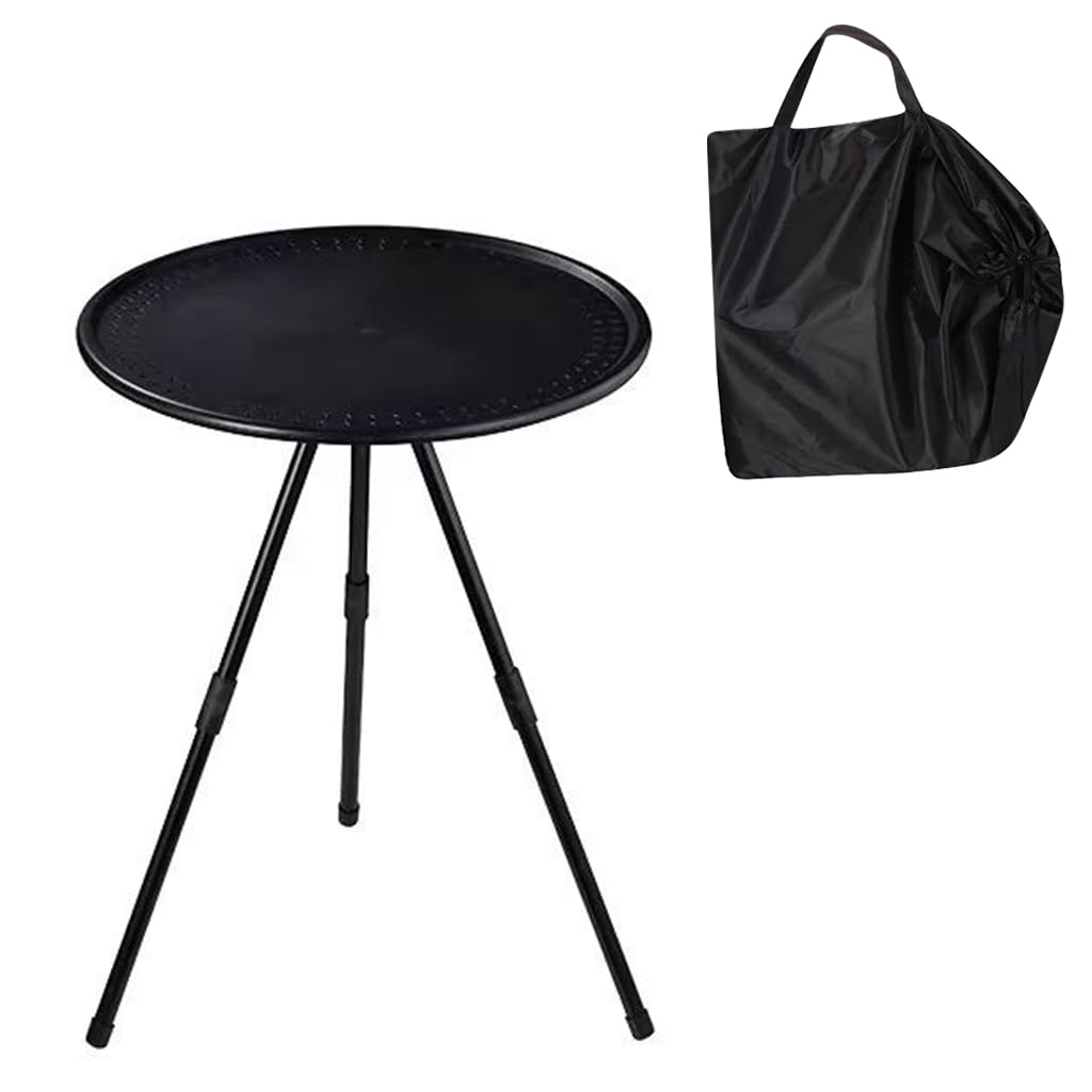 Proberos Camping Table Folding Picnic Tripod Table, 15 Inches Round Tripod Table with Adjustable Height Lightweight Small Table Portable Tea Table Shelf for Camping, Home BBQ Outdoor Fishing Proberos Camping Table Folding Picnic Tripod Table, 15 Inches Round Tripod Table with Adjustable Height Lightweight Small Table Portable Tea Table Shelf for Camping, Home BBQ Outdoor Fishing